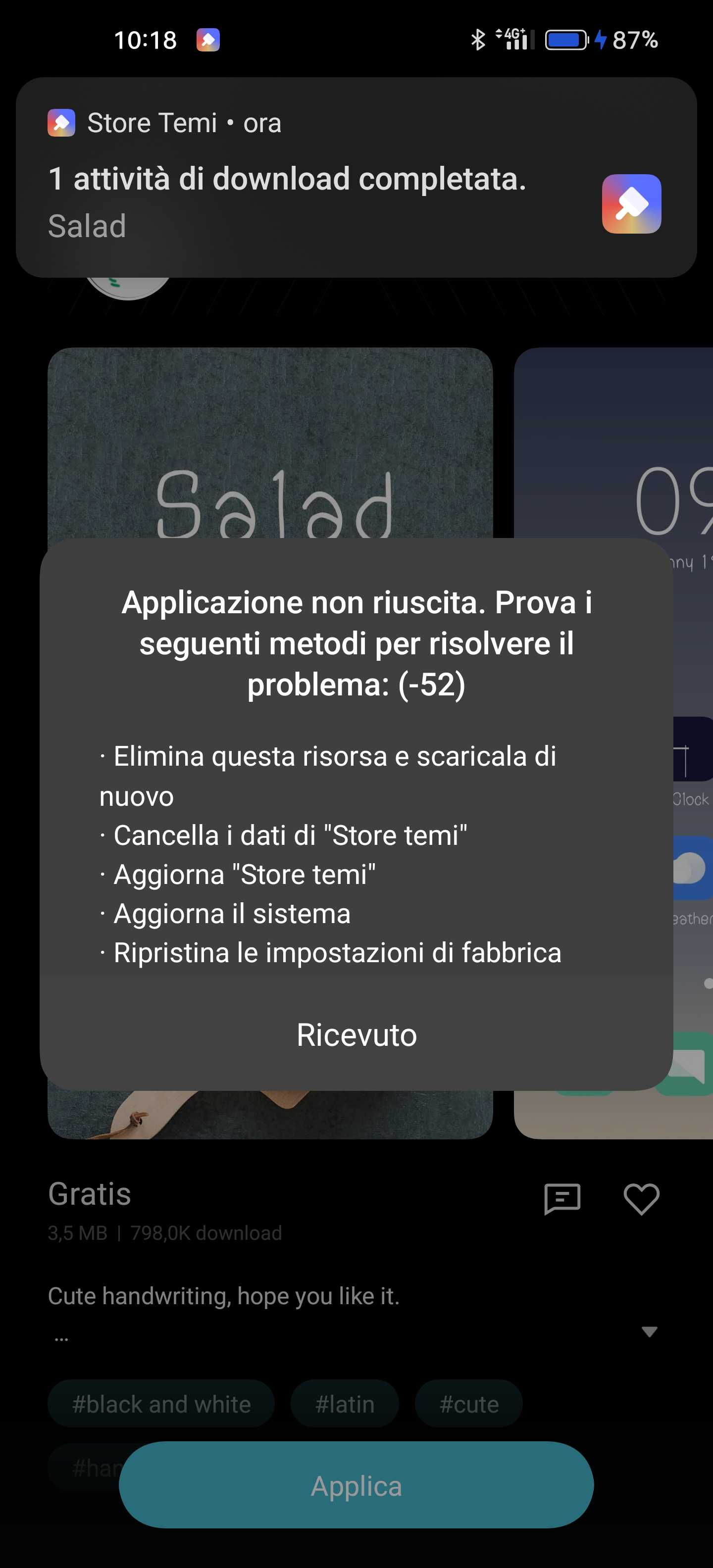 Errore applicazione font