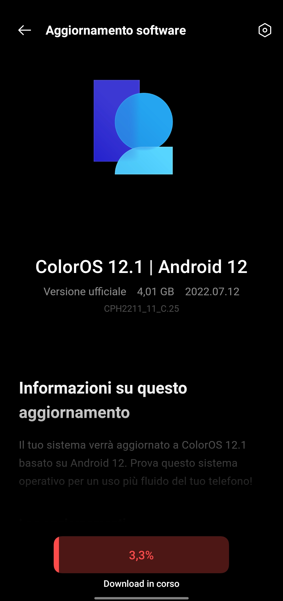 Aggiornamento per OppoA945g