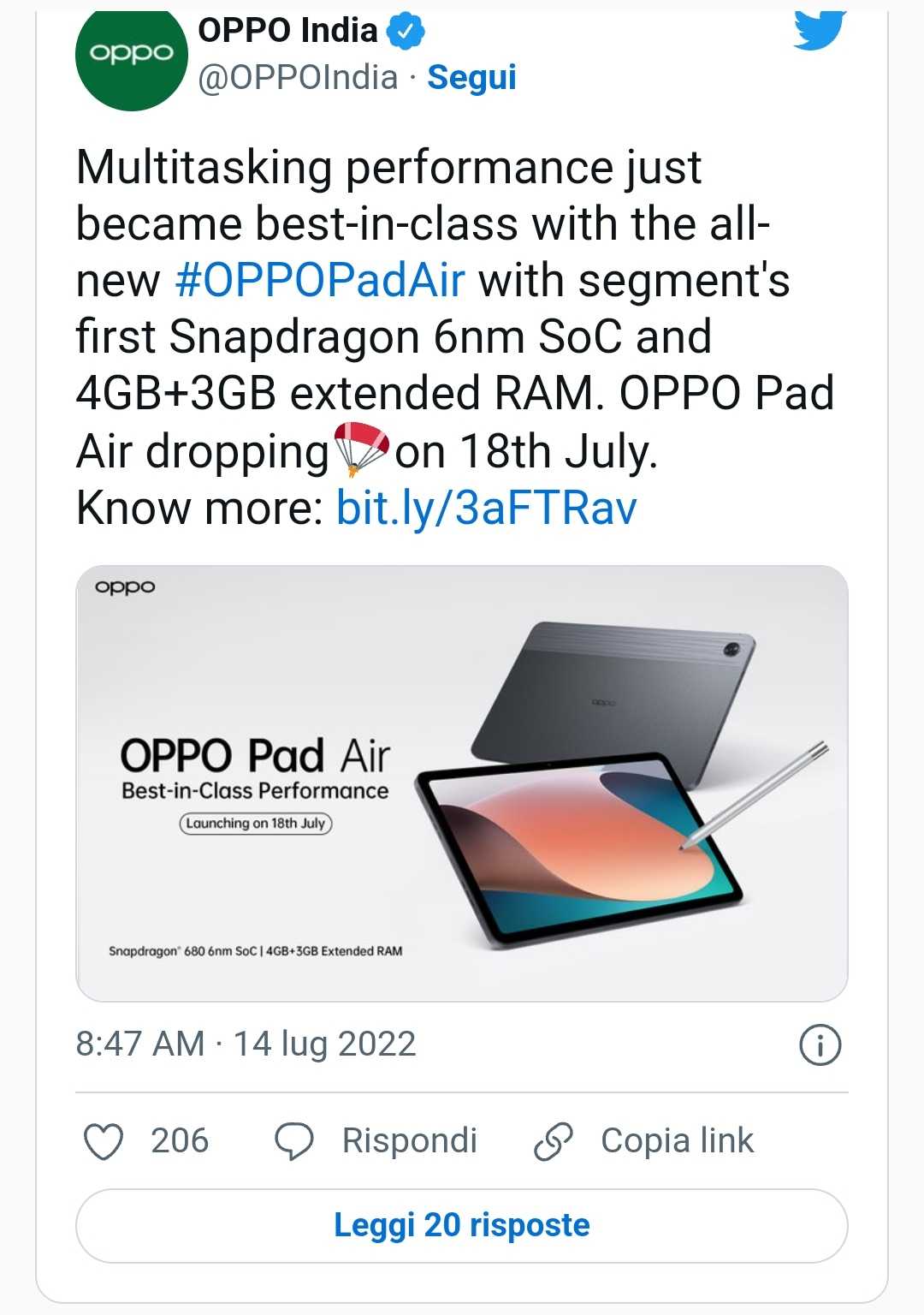 Finalmente un tablet Oppo global