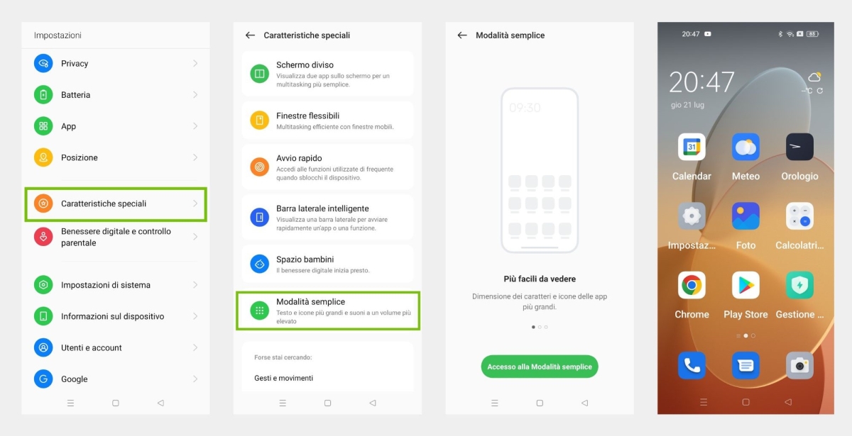 Modalità semplice, anche su OPPO Reno8 Lite 5G