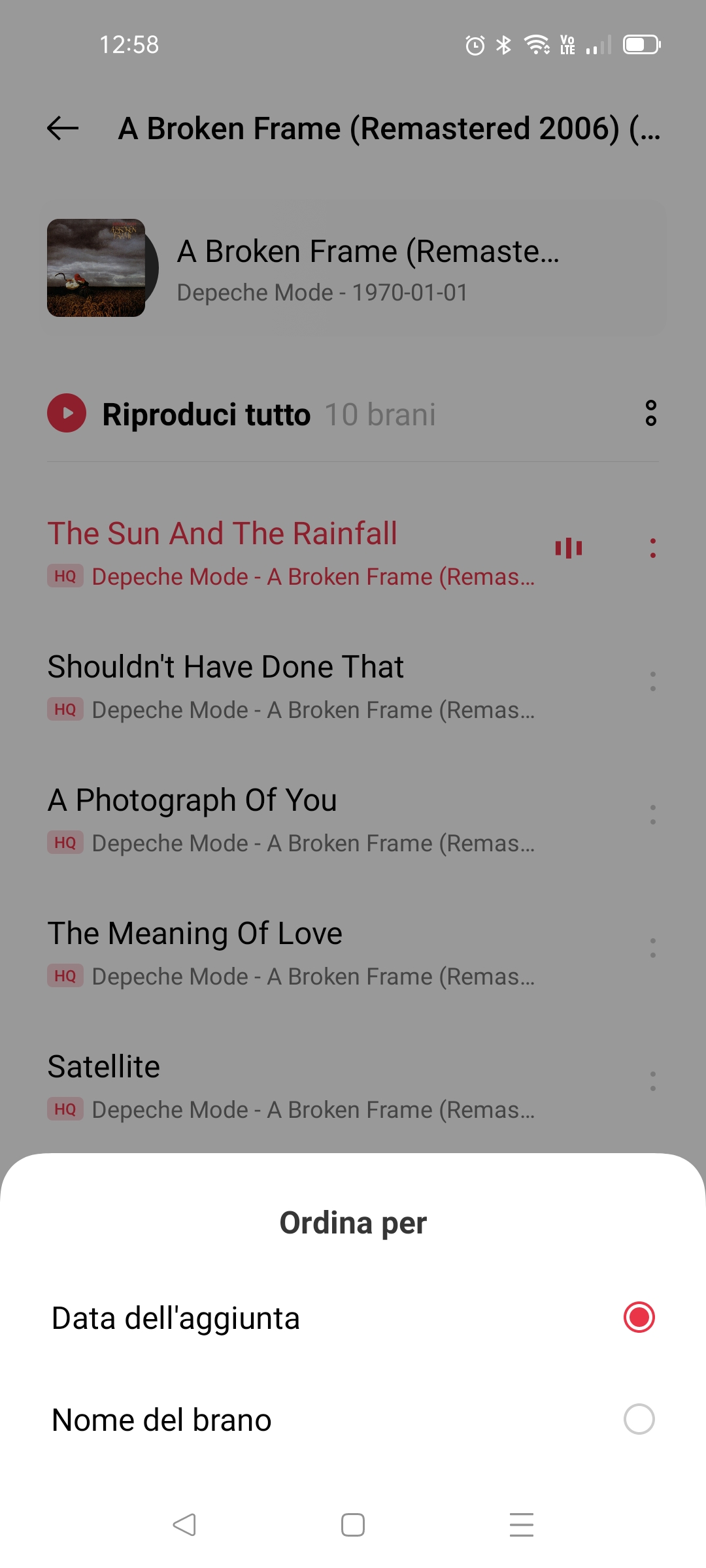 Oppo Music App, impossibile ordinare le tracce secondo tracklist originale