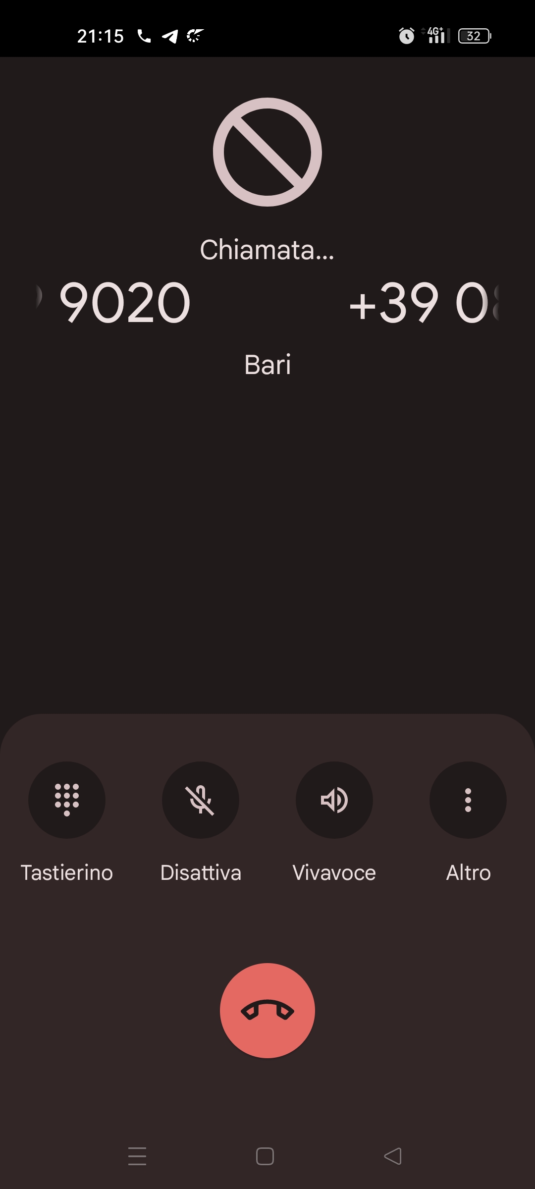 Icone telefonata in corso si sono abbassate e rimpicciolite