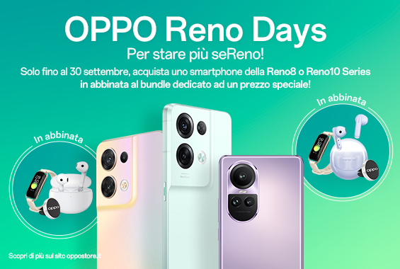 OPPO Reno days: promozioni imperdibili sui device della Reno Series