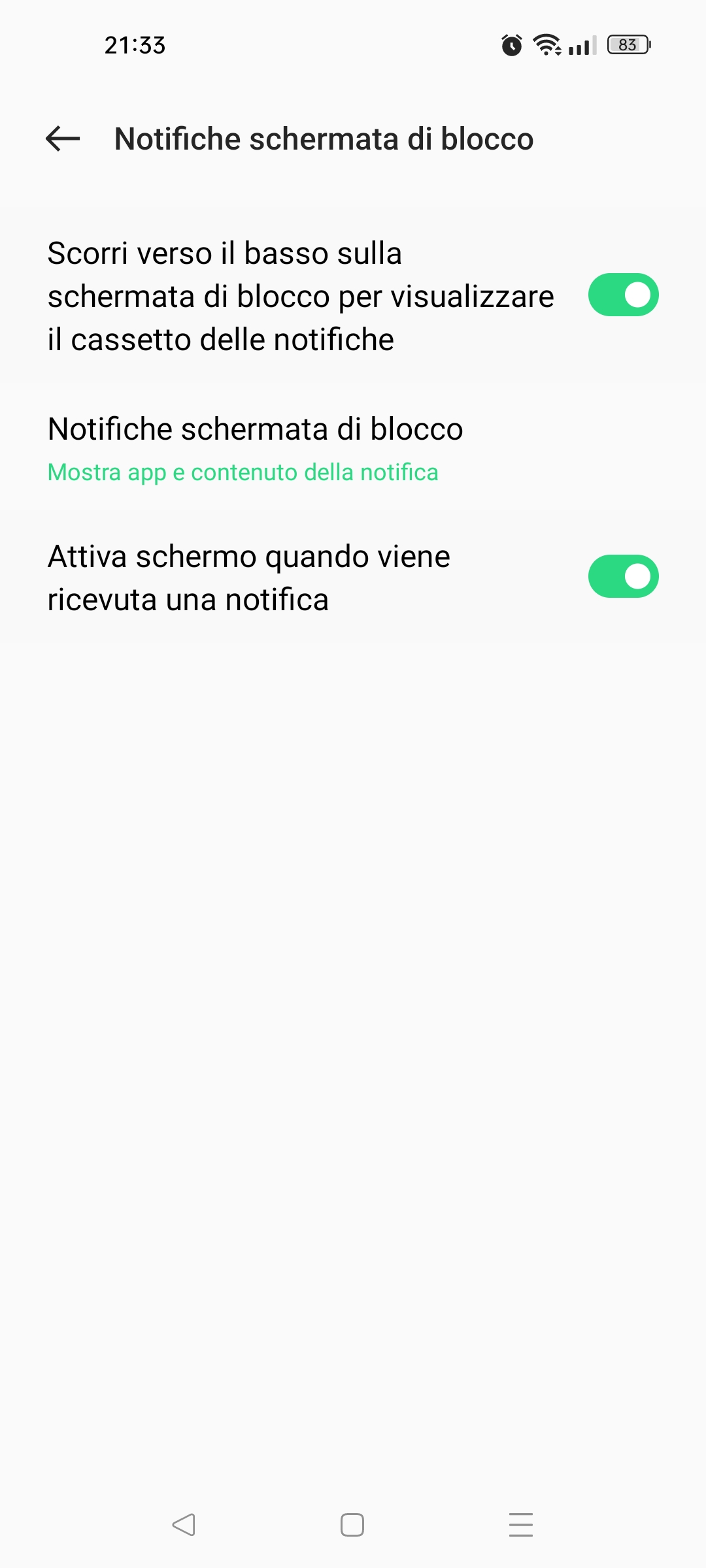 Notifiche con schermo bloccato