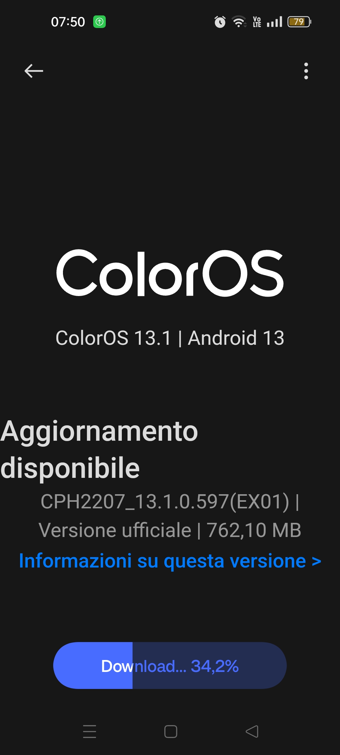 AGGIORNAMENTO OPPO FIND X5 NEO AGGIORNAMENTO OS COLOR 13.1 ANDROID 13 BLOCCATO AL 43%