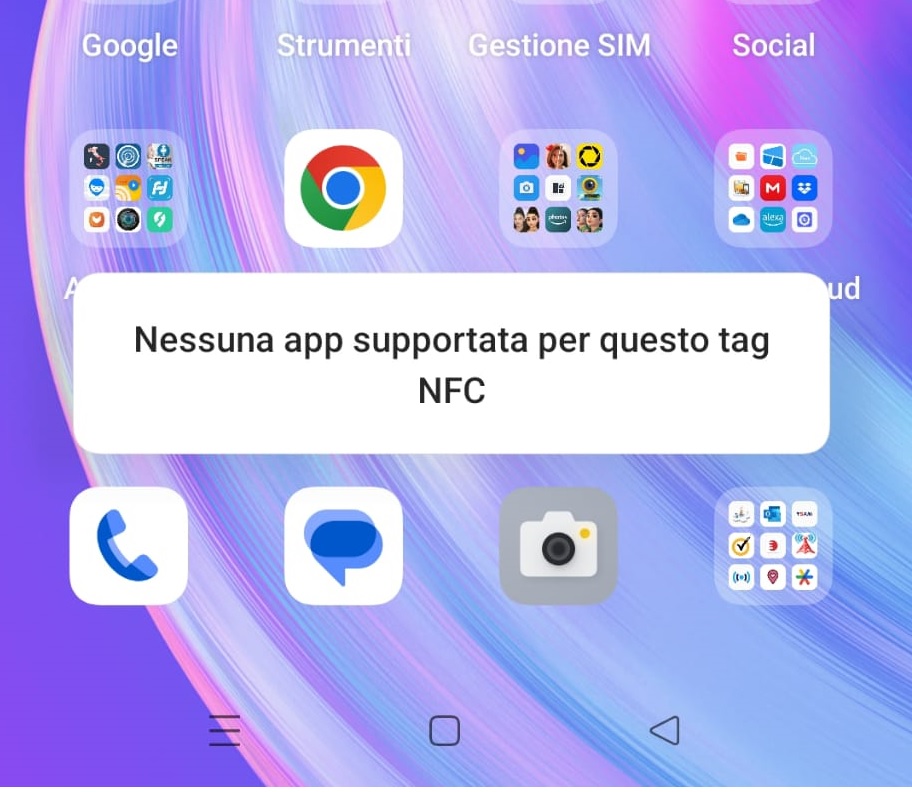 Nessuna app supportata per questo tag nfc