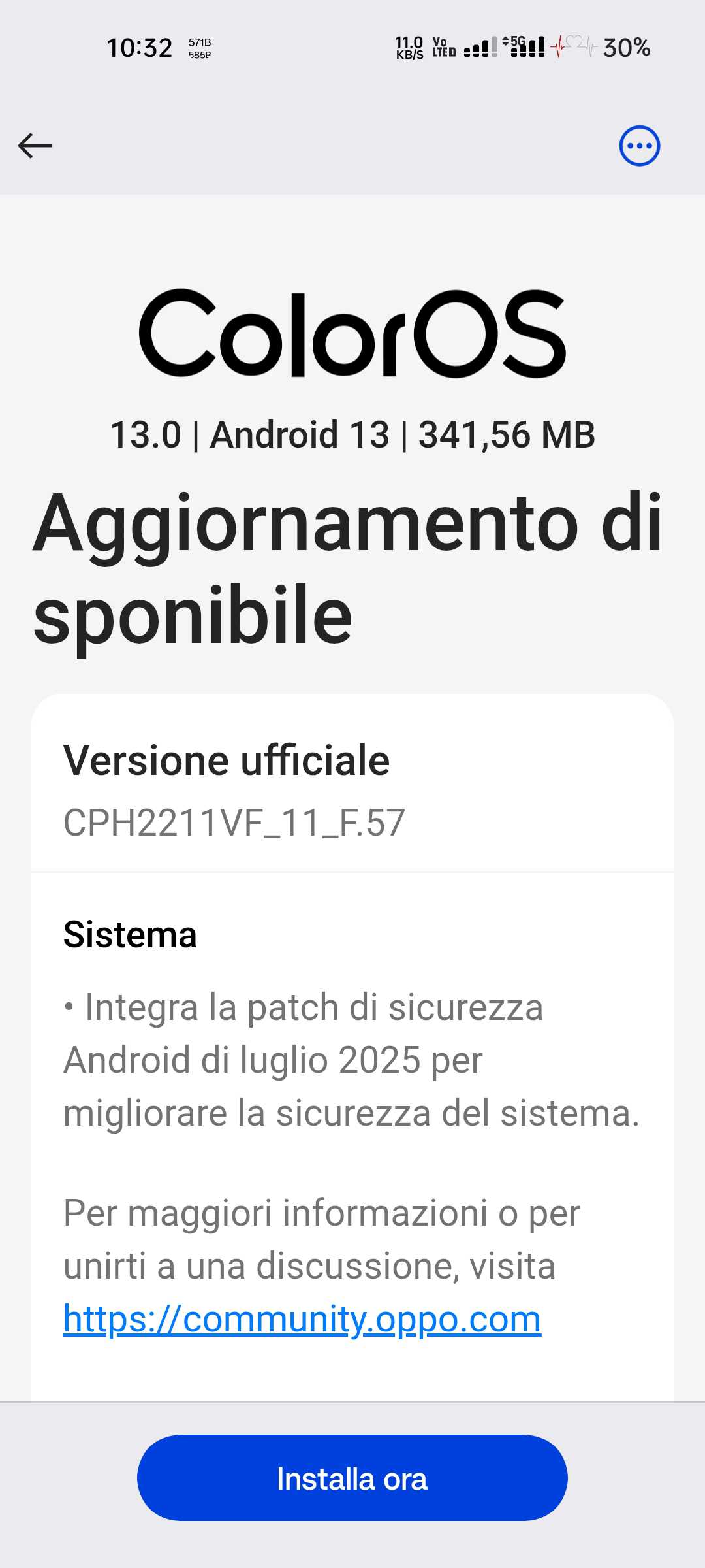 Aggiornamento Oppo