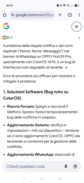 Problema con WhatsApp su Oppo find x9 pro