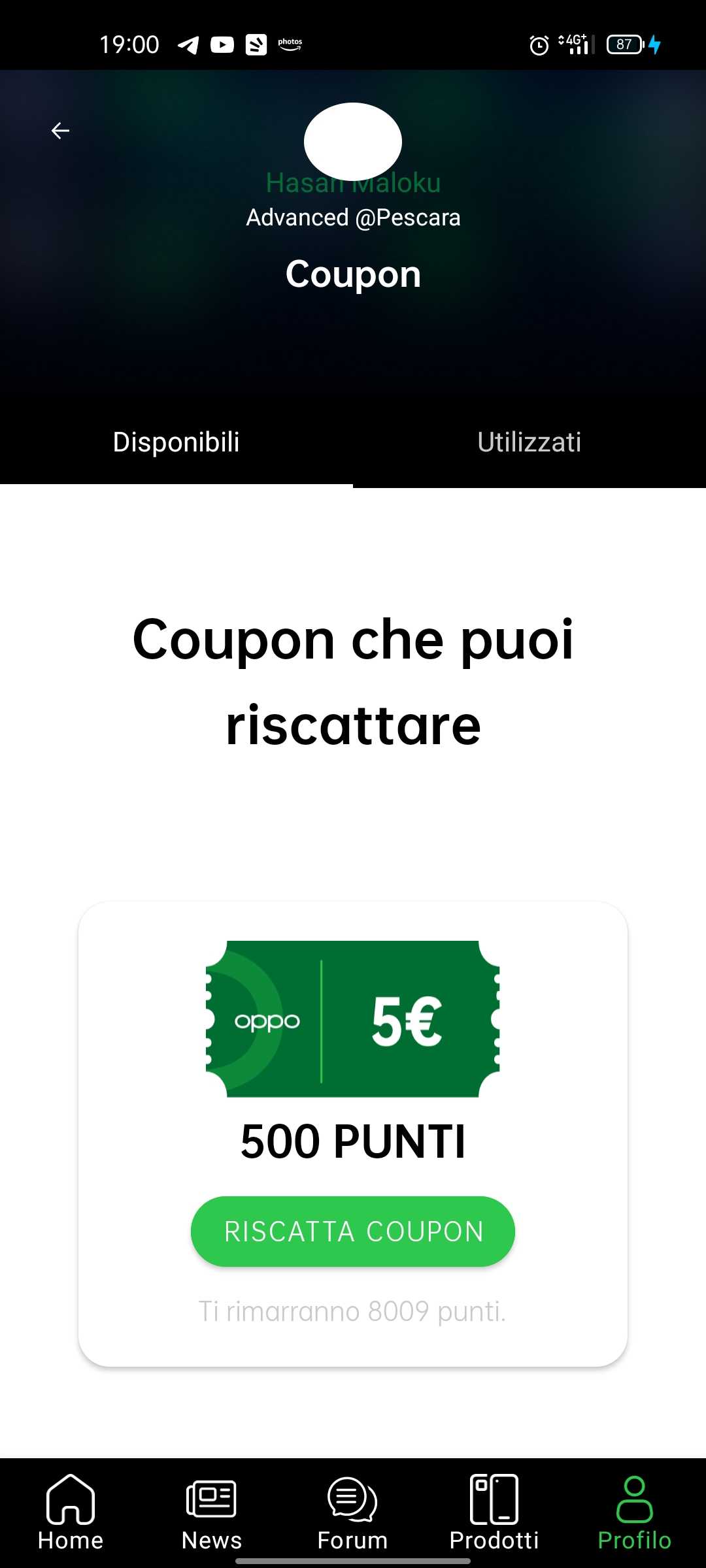 Non riesco a riscattare i coupon
