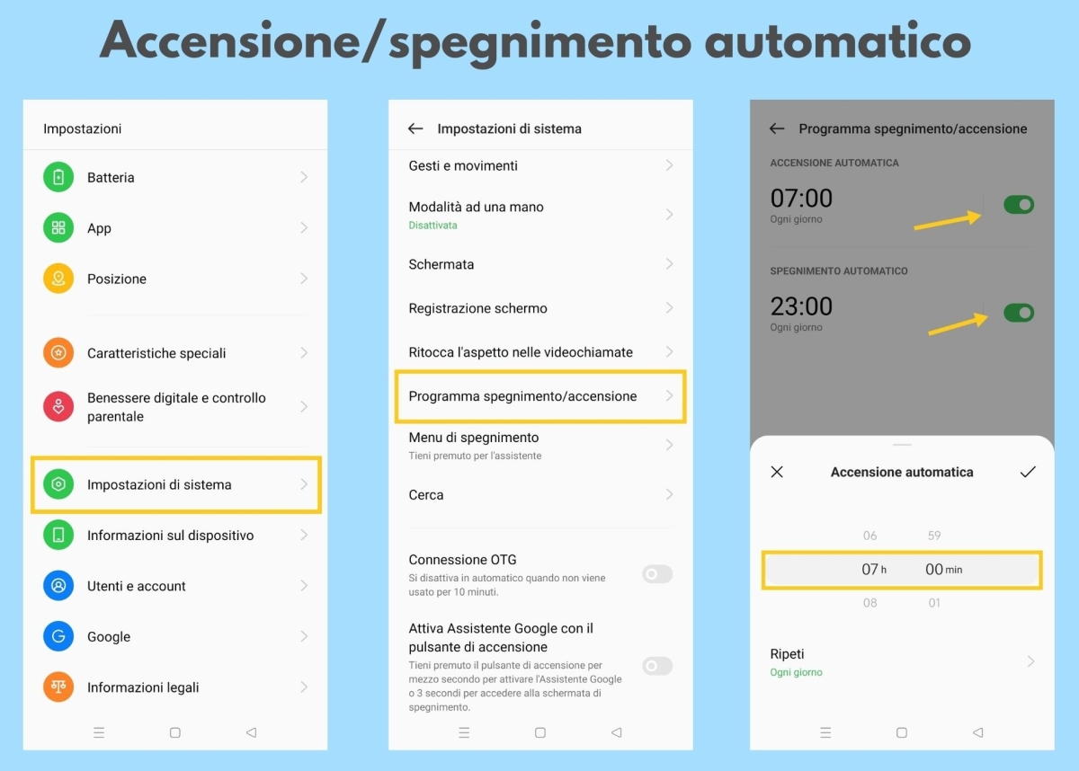 Come programmare accensione e spegnimento dello smartphone